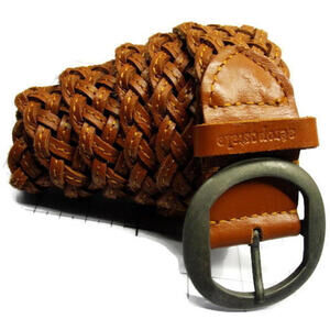 sz L Aeropostale Ladies Belt Stitched Brown Leather Braided Weaved